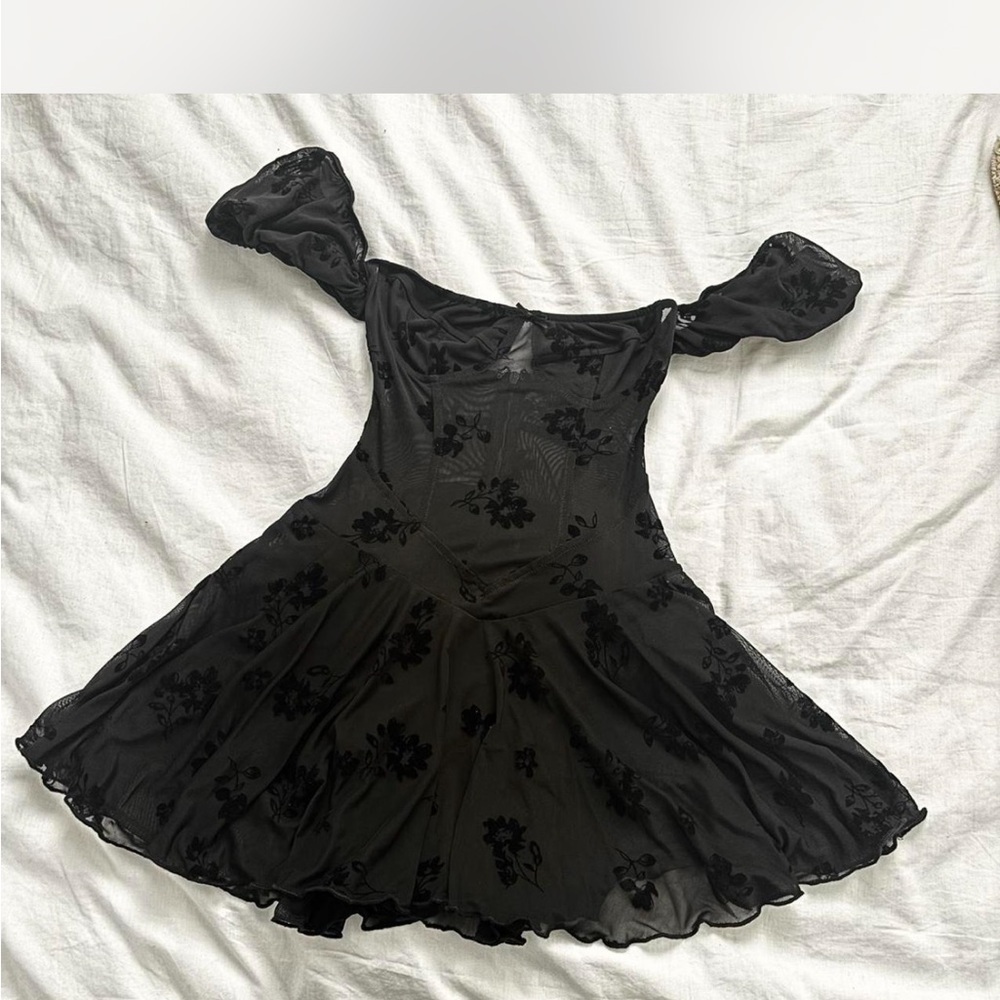 Black Floral Dress (Baby doll dress)